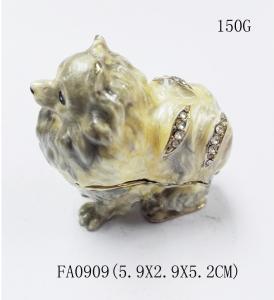 China dog shape gold plated trinket box metal jewelry boxes small dog jewelry boxes wholesale