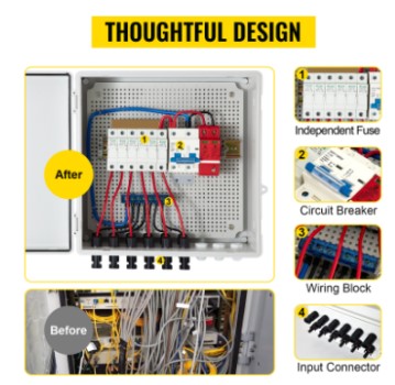390*390*185 PV Combiner Box 500VDC With ABS Material SPD Protection