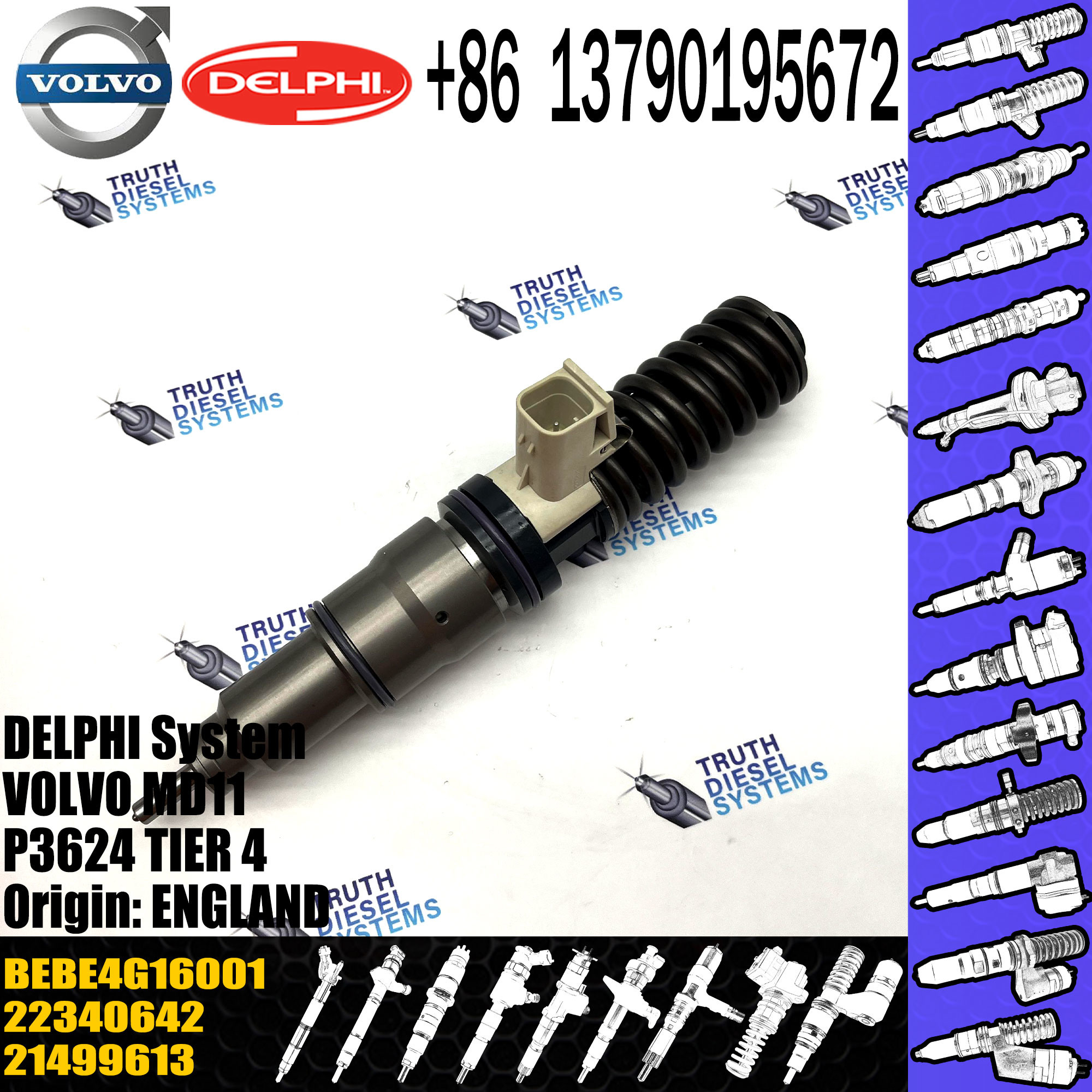 Direct Sale Diesel Fuel Injector 21499613 22340642 BEBE4G16001 For VOL MD11 P3624 TIER 4