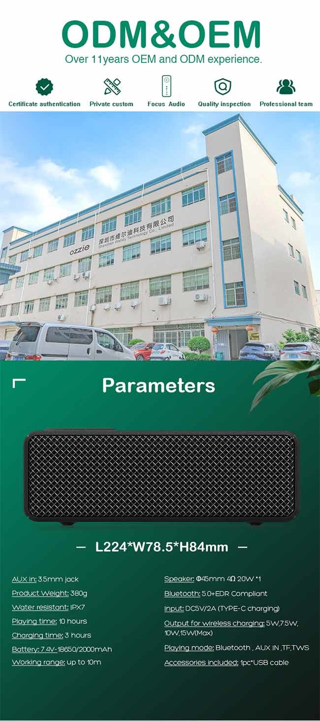 22.4 X 7.9 X 8.4 Cm Wireless Charger Speaker Compatible With MP3/WMA/WAV/APE/FLAC