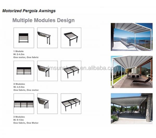 Outdoor Pergola Awning Kits Garden Sunshade PVC Waterproof Motorized Pergola Awning