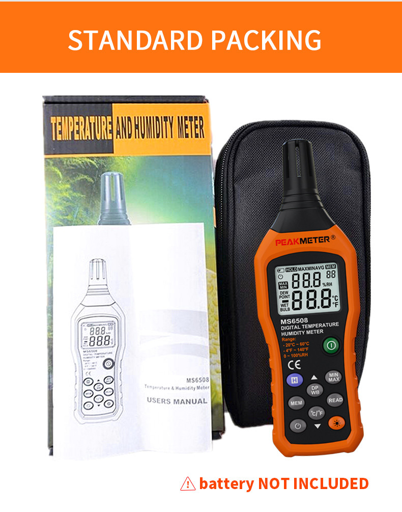 Lcd Digital Thermometer Humidity Meter 184mm × 60mm × 29mm High Precision