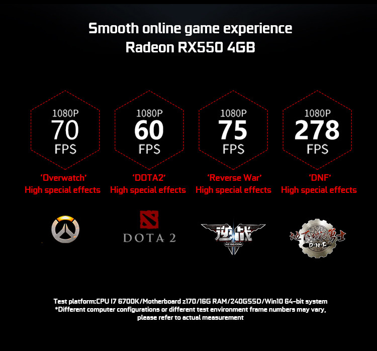 New amd radeon rx550 4g 128-bit gddr5 7000mhz rx 550 computer graphics card