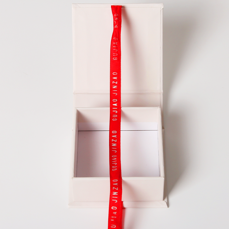Logo Printed Magnetic Paper Box with Red Ribbon Custom Size Christmas Gift Packaging