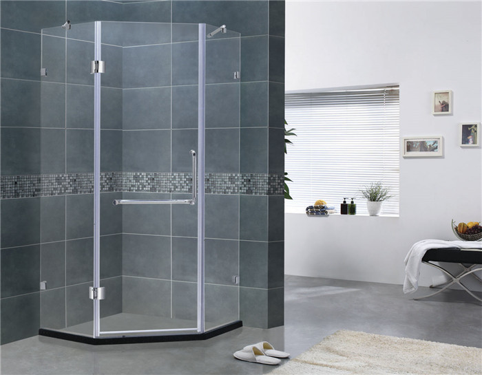 Two Adjustable Support Bar Shower Screens Swing Hinge Diamond Style 135 Degree Magnetic Seal