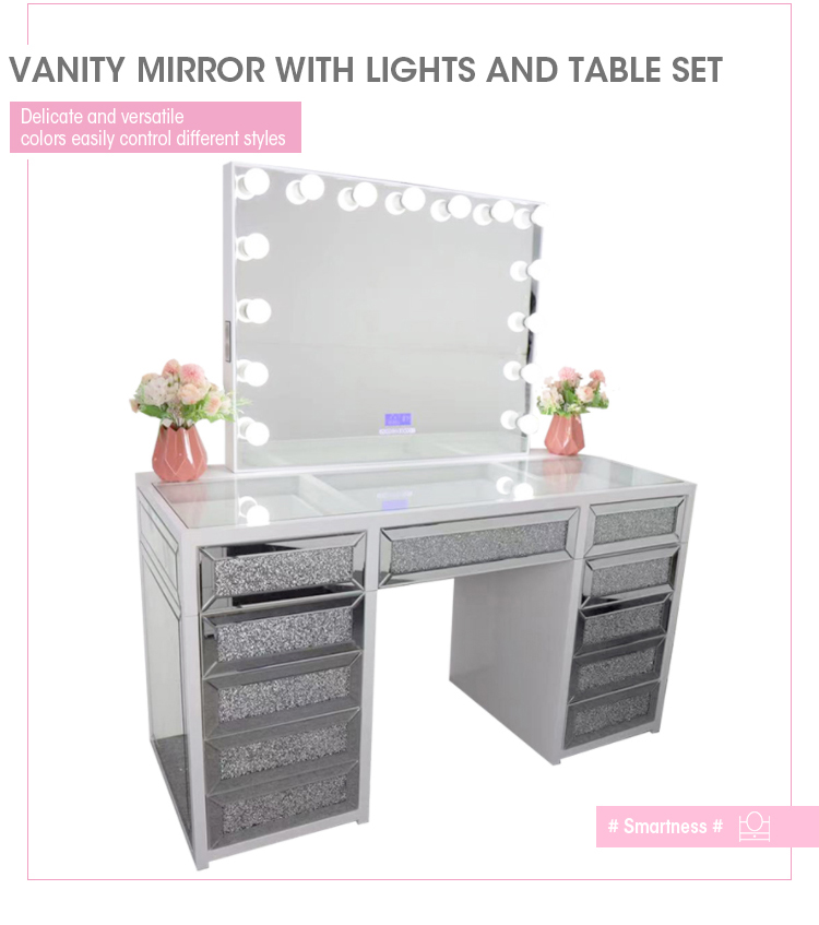 OEM Durable Dressing Room Illuminated Cosmetic Beauty Vanity Mirror with LED Lights