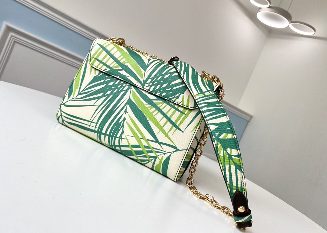 M5028Silk-Screen Luxury Chain Bag Genunie Leather And Carvas Luxury Chain Bag Rippel Bottom Cross-Body Bag