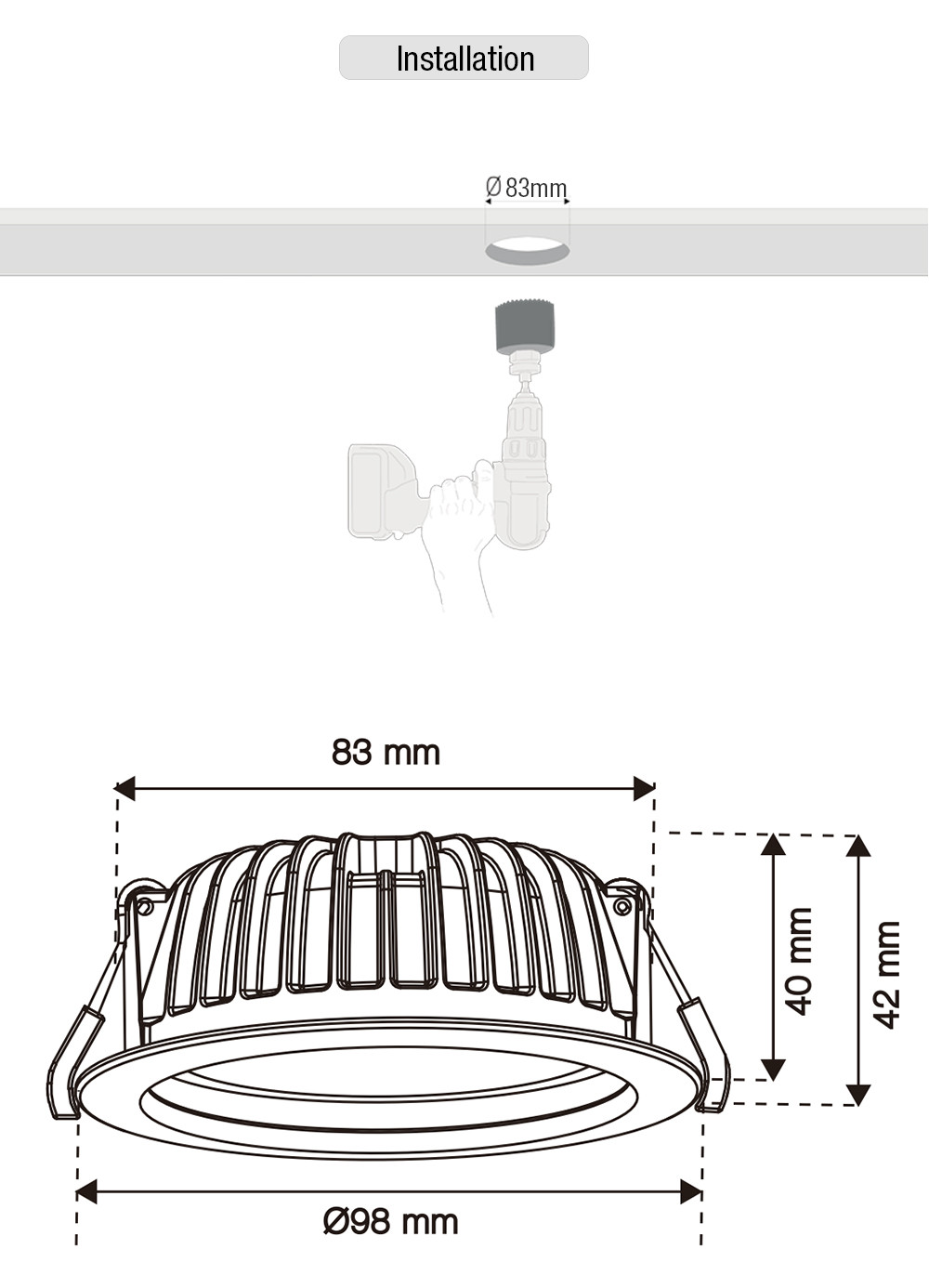 220-240V CCT Downlight , SMD Triac Dimmable LED Downlight
