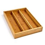 Multipurpose Design Bamboo Expandable Cutlery Tray 5 Large Compartment