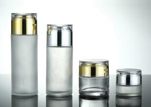 China Empty Facial Oil Packaging Clear Frosted Glass Cosmetic Pump Bottle 50ml 80ml 100ml wholesale