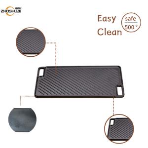 China Pre Seasoned Reversible Cast Iron Grill Griddle 46x26x1.7cm wholesale