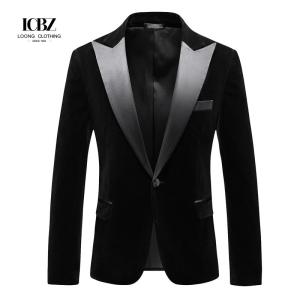 China Men's Gold Velvet Casual Suit Slim Fit Velveteen Jacket for Stage Performance Hosts wholesale