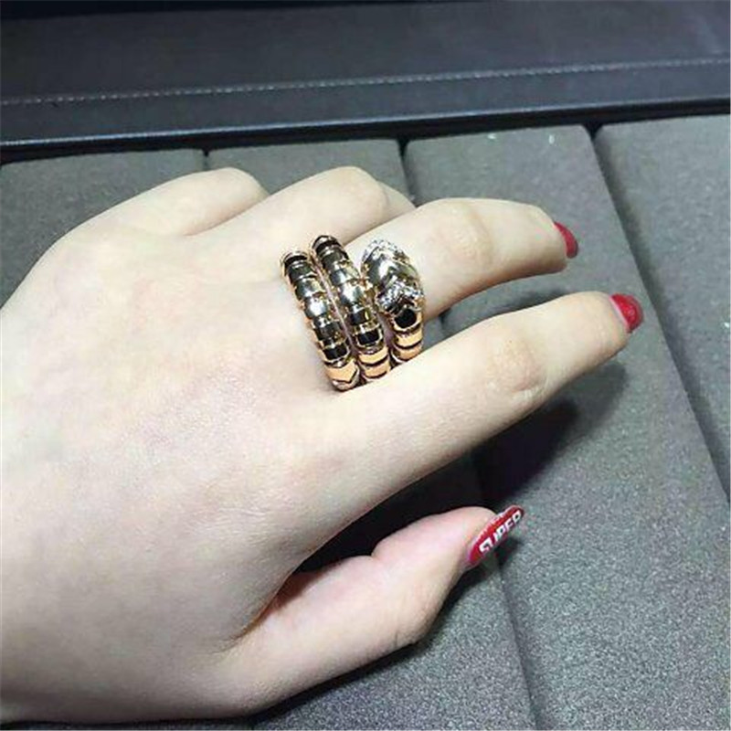 Luxury jewe factory serpenti series ring 18k white gold yellow gold rose gold diamond ring