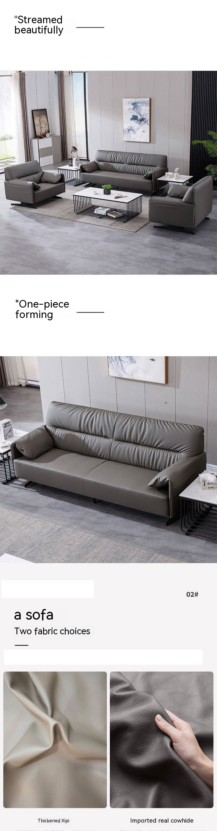 Executive Office Furniture Manufacturers Customization Three Seat Leather Sofa Sets