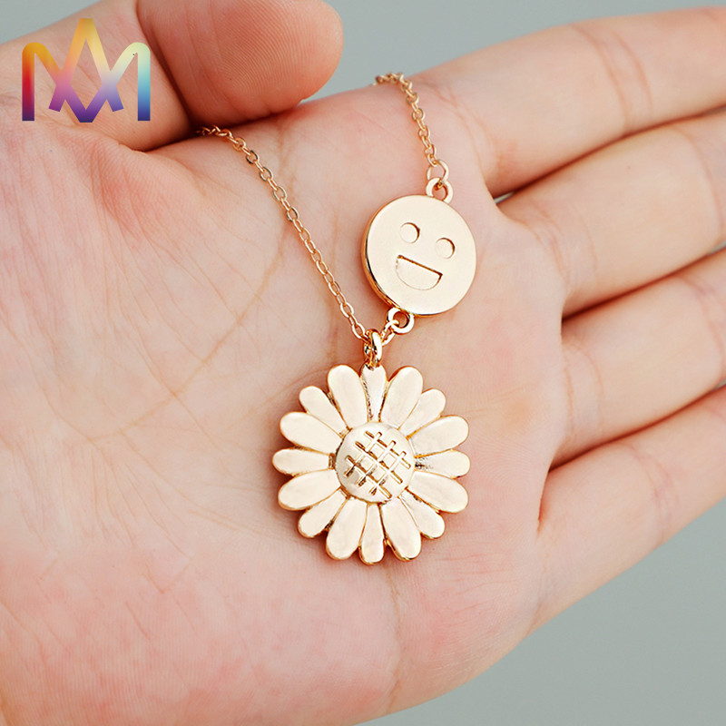 50CM Chain Smile Face Sunflower Necklace Choker