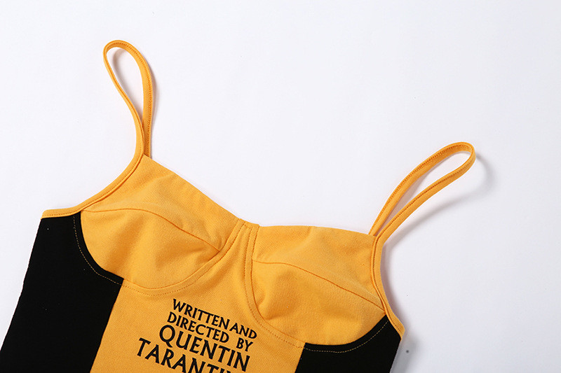Letter Printing Ladies Camisole Tank Tops Contrast Color Stitching
