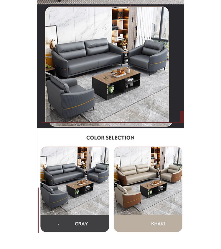 GENUINE Leather Modern Office Sofa Set Reception Sofa for Contemporary Office Talks