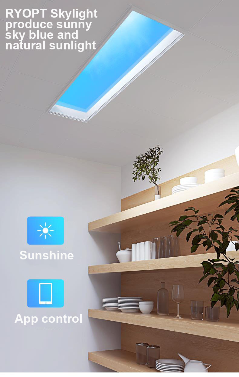 CRI 95 Dimmable LED Ceiling Light 1200x300mm Artifcial Sunlight