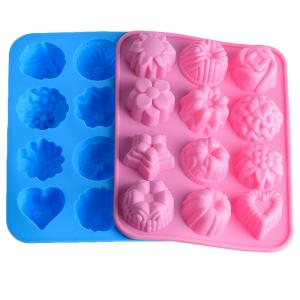 China Flexible 88g 12 Flowers Silicone Cake Molds For Chocolate wholesale
