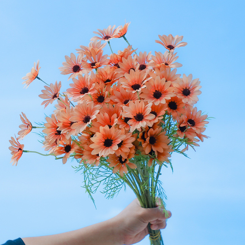 Simulation of 3 Sunflower Flowers Home Single Branch Silver Lotus Flower Wedding Decoration Simulation Sunflower Ornament