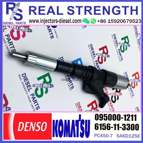 Excavator PC400-7 Engine 6D125E SA6D125E Injector Nozzle Assy 6156-11-3300 Diesel Fuel Injector 095000-1211