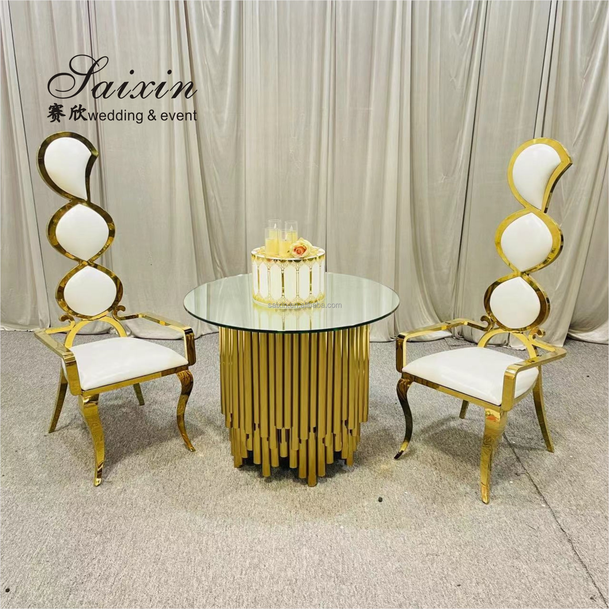 Unique gold sweetmeats acrylic stand cake table for wedding event party