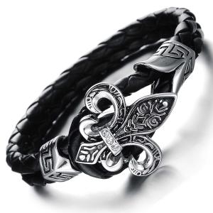 China Tagor Stainless Steel Jewelry Super Fashion Silicone Leather Bracelet Bangle TYSR145 wholesale