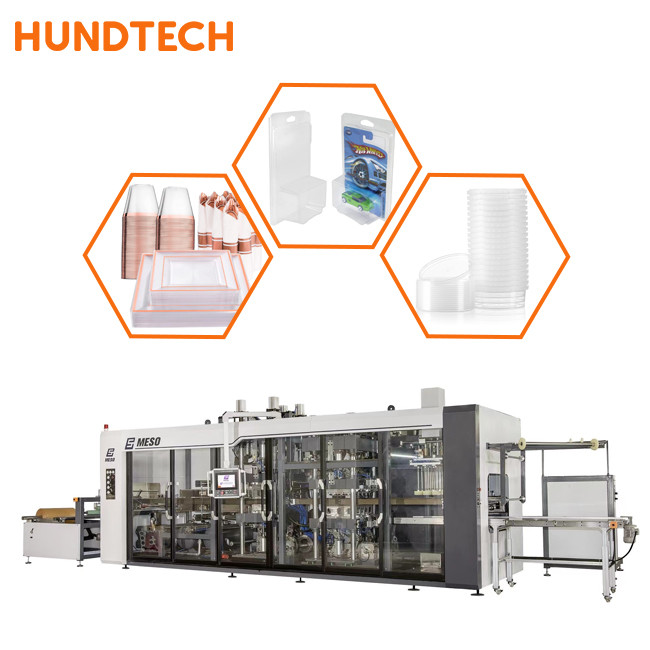 Disposable Food Tray Industrial Thermoforming Machine 3 Stations Hole Punching