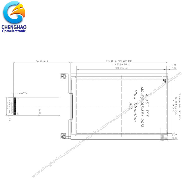 5.0 inch Mini IPS TFT Display 2000 Nits High Brightness LCD Module