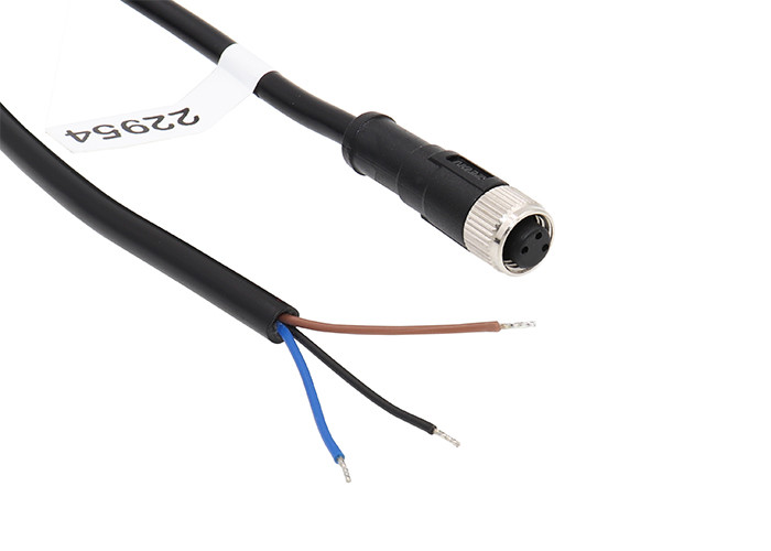 IP67 waterproof straight M8 round metal head cable assemblies with 3 core, 3 contacts circular female for industry