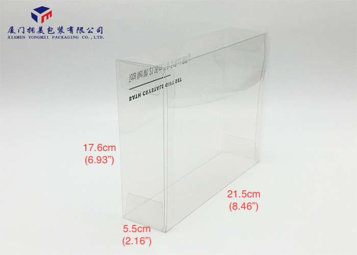 0.3mm PET Plastic Box For Packing Bath Gift Set Side Ends Open 21.5X5.5X17.6cm