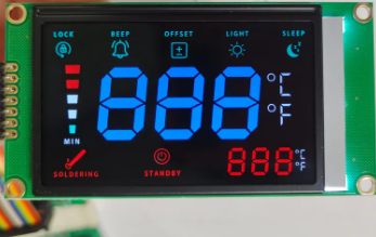 Customized VA LCD Display with Blue Digits 7 Segment Screen and 0-+50℃ Operating Temperature
