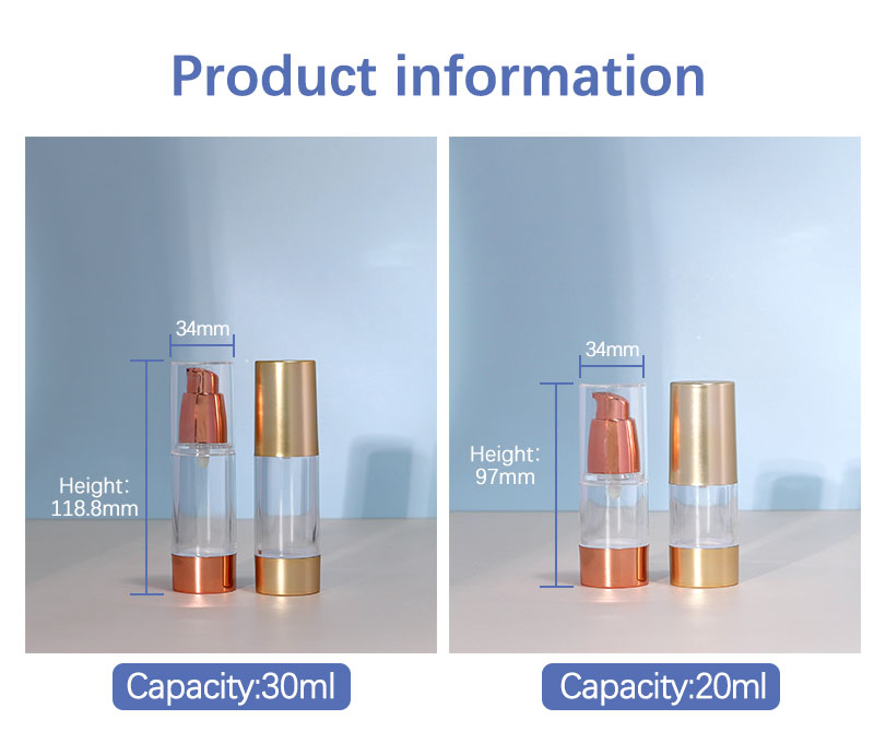 20ml 30ml Airless Bottles / Luxury Cosmetic Packaging Bottle For Foundation Face Cream