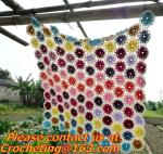 hook needle stripe daisied yarn blanket crochet blanket crochet blanket sofa