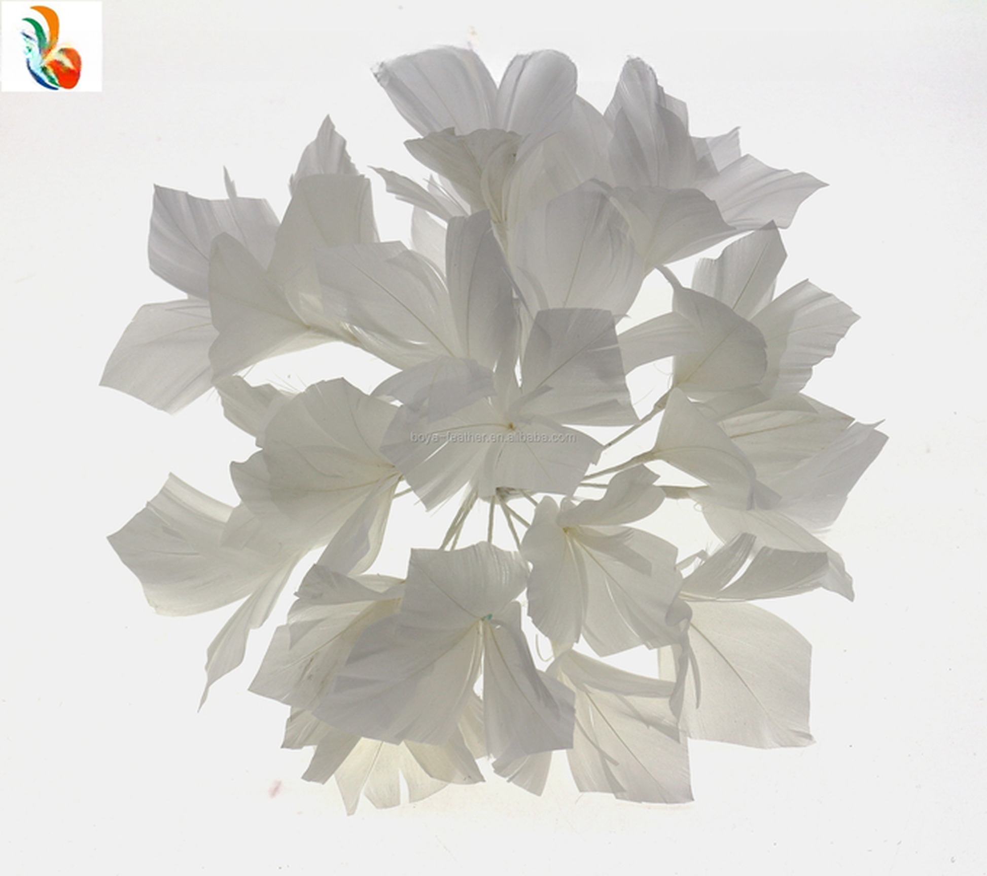 Shipping via Fedex Party Decoration Stripped Goose Feather Flower Mount with Wire Accessory