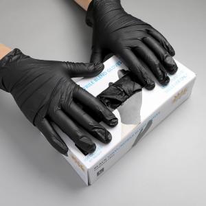 China 100pcs Black Tattoo Gloves Powder Free Disposable Nitrile Gloves wholesale