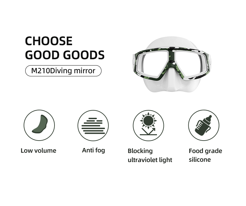 Silicone PC Freediving Goggles Non Fogging Snorkel Mask UV400 Protection