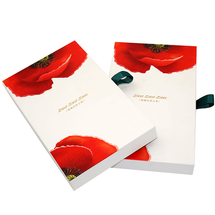 Ribbon Rigid Cardboard Box , Cardboard Sliding Drawer Box Pantone Color Printing