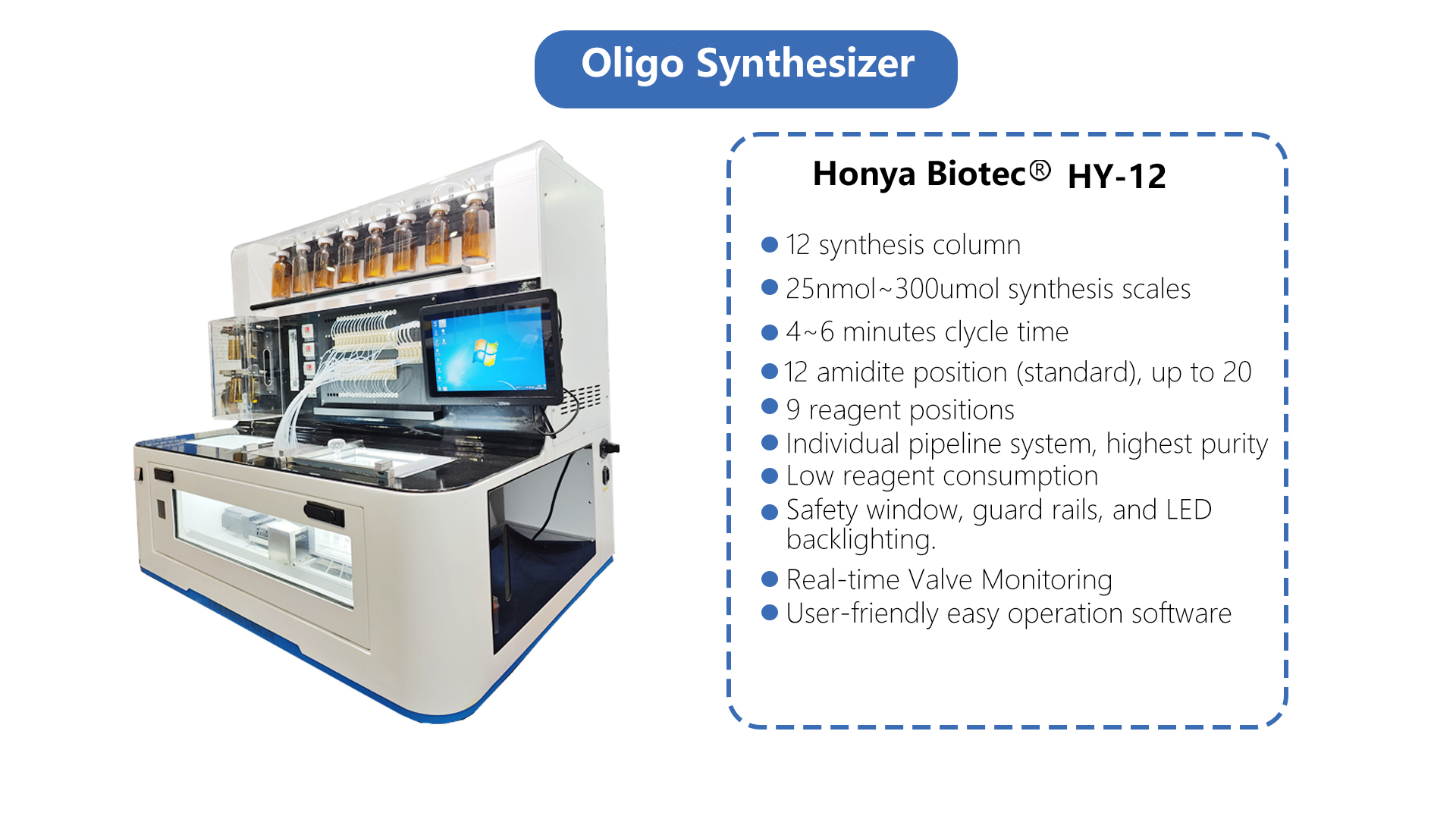 12 Channel Oligonucleotide Primers Synthesis DNA RNA Synthesizer with Optional Trityl Monitor