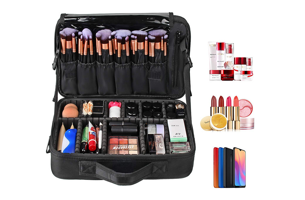 Multifunction Polyester Makeup Brush Organizer With Adjustable Dividers