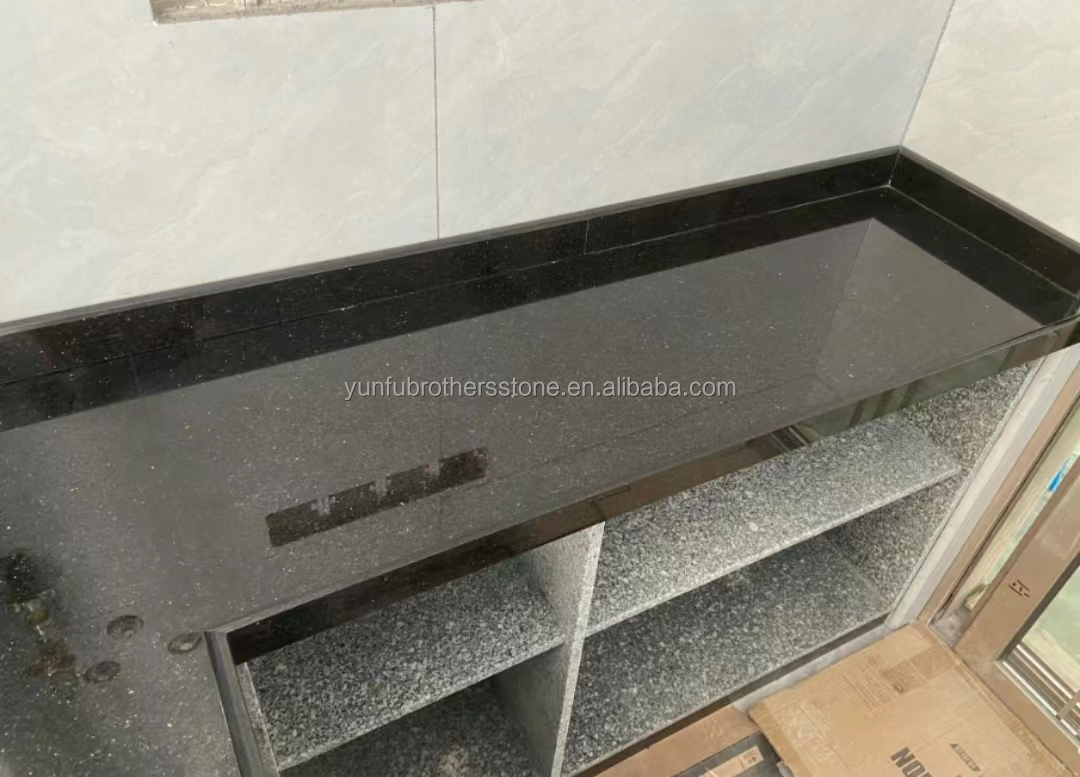 Hotel Kitchen Countertop and Stairs Cut-To-Size Indian Black Star Galaxy Granite Slabs