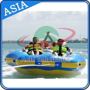 China Sealed Towable 4 Person Inflatable Boats Yellow / Blue Rolling Donut Boat wholesale