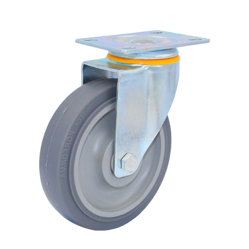 90kg-130kg 3inch to 5inch Industry Trolley Grey Polyurethane Plastic Castor