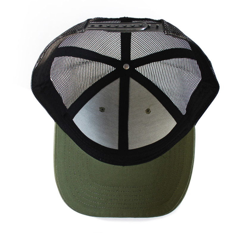 OEM ODM Outdoor 6 Panel Fishing Trucker Hat With Leather Patch