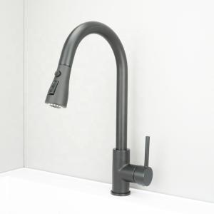 China Matte Black 35mm 500000 Cycles Pull Down Kitchen Faucet wholesale