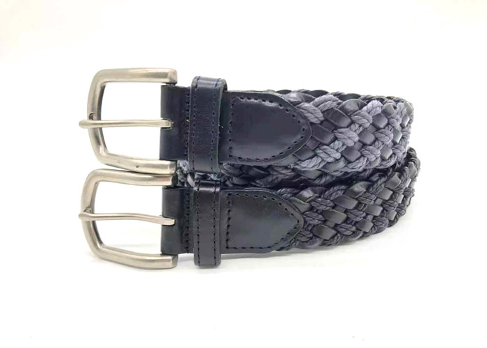 N 1 3/8”Cotton Cord Braided Leather Belt For Office Wear