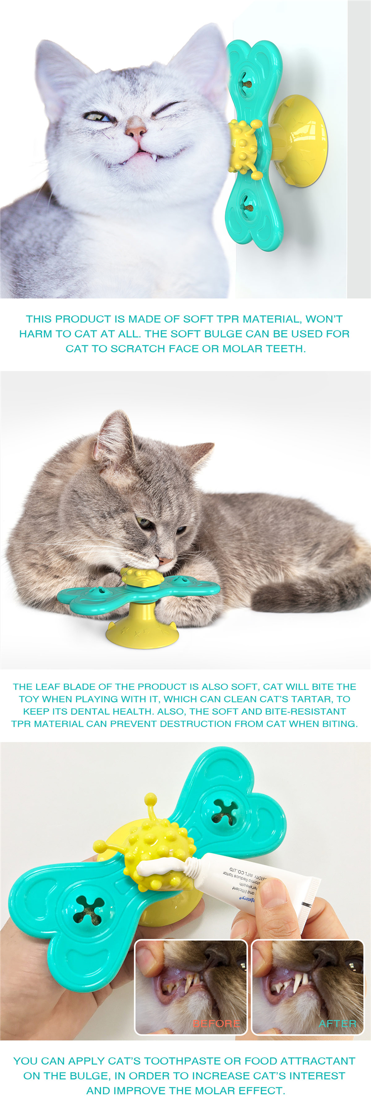 Pet Products Cat Toothbrush Multifunctional Interactive Windmill Catnip Toy