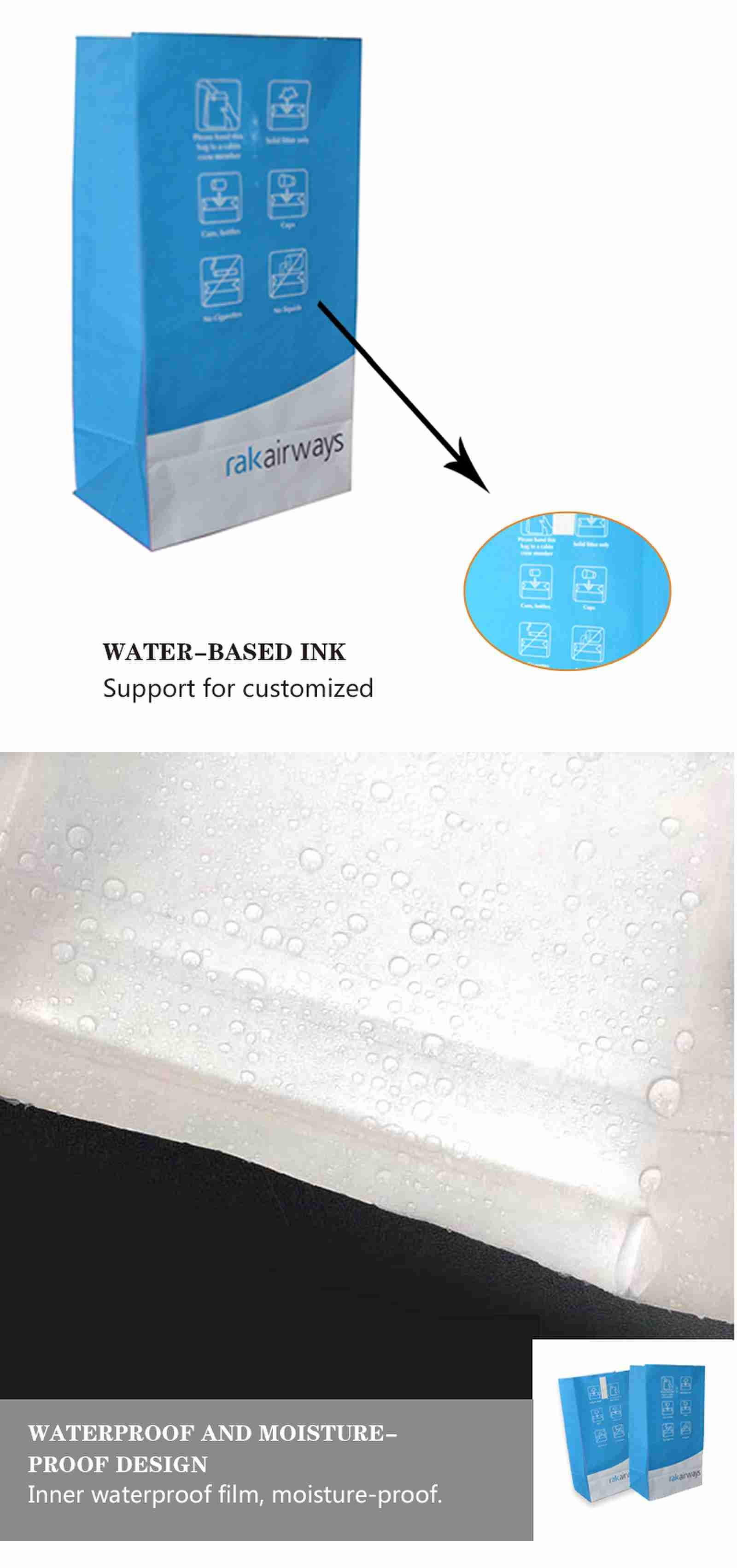 Customized Logo Bulk Waterproof Air Sickness Bag For Vomit