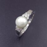 Heart Shape Silver Pearl Ring / Arrowhead Jewellery Pearl Halo Ring