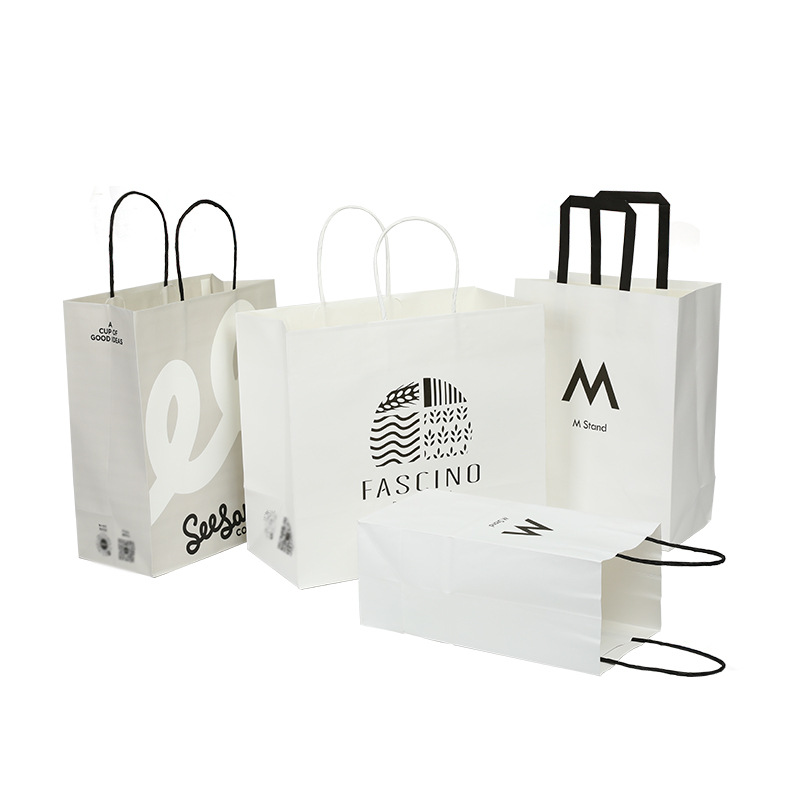 Custom CMYK 4 Color Offset Printing Luxury Kraft Paper Shopping Bag for Coffee Juice Drink